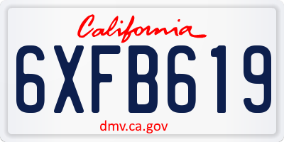 CA license plate 6XFB619