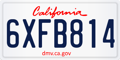 CA license plate 6XFB814