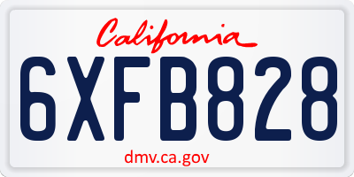 CA license plate 6XFB828