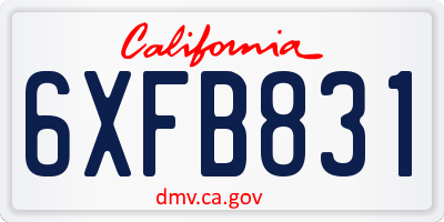 CA license plate 6XFB831