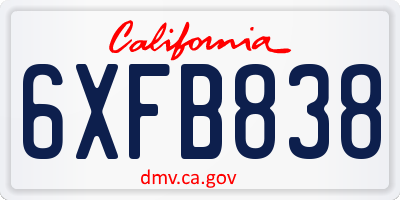 CA license plate 6XFB838