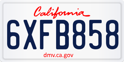 CA license plate 6XFB858