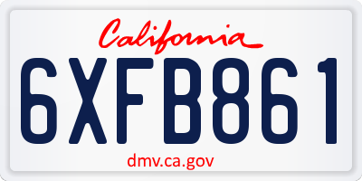 CA license plate 6XFB861