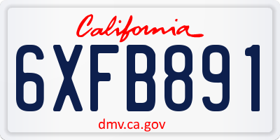 CA license plate 6XFB891