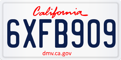 CA license plate 6XFB909