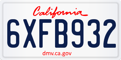 CA license plate 6XFB932