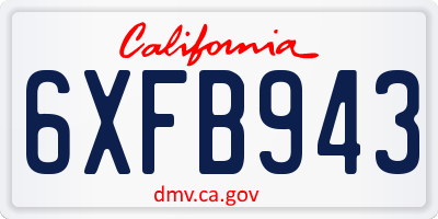 CA license plate 6XFB943