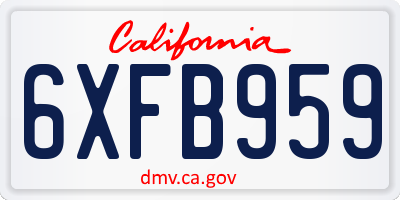 CA license plate 6XFB959