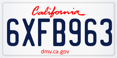 CA license plate 6XFB963