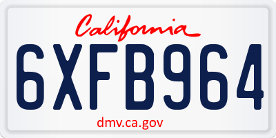 CA license plate 6XFB964