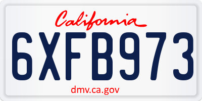 CA license plate 6XFB973