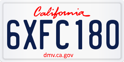 CA license plate 6XFC180