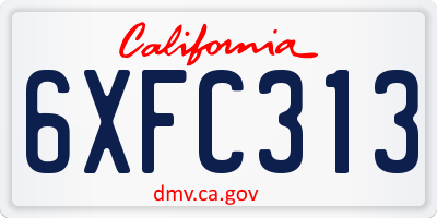 CA license plate 6XFC313