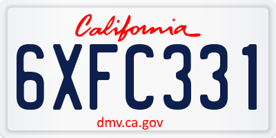 CA license plate 6XFC331