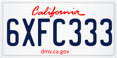 CA license plate 6XFC333