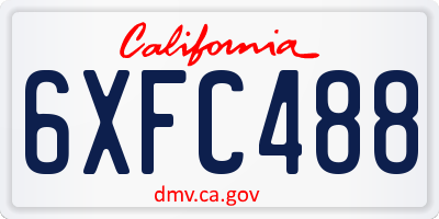 CA license plate 6XFC488