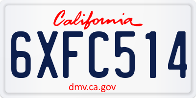 CA license plate 6XFC514