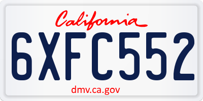 CA license plate 6XFC552