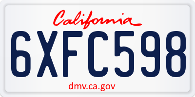 CA license plate 6XFC598
