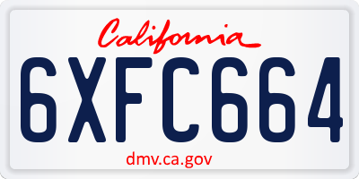 CA license plate 6XFC664