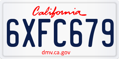 CA license plate 6XFC679