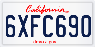 CA license plate 6XFC690