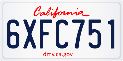 CA license plate 6XFC751