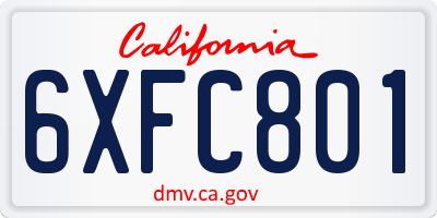 CA license plate 6XFC801