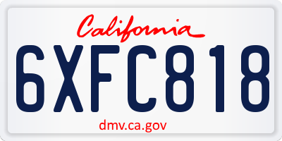 CA license plate 6XFC818