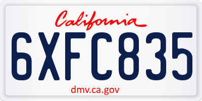 CA license plate 6XFC835