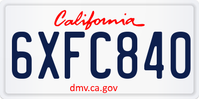 CA license plate 6XFC840