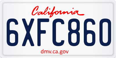 CA license plate 6XFC860