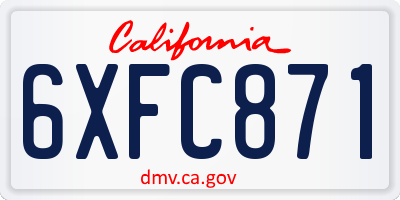 CA license plate 6XFC871