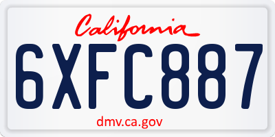 CA license plate 6XFC887