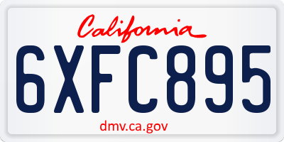 CA license plate 6XFC895