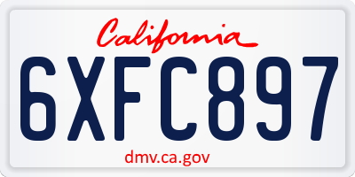 CA license plate 6XFC897