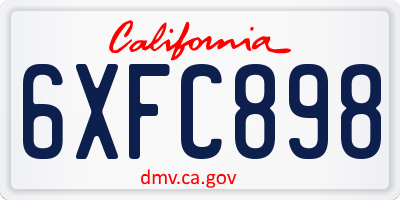 CA license plate 6XFC898