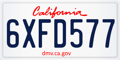 CA license plate 6XFD577