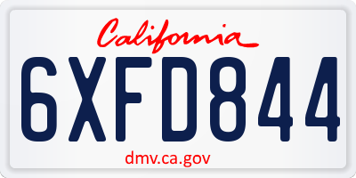 CA license plate 6XFD844