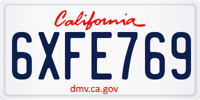 CA license plate 6XFE769