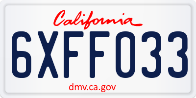 CA license plate 6XFF033