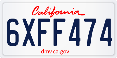 CA license plate 6XFF474