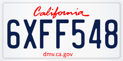 CA license plate 6XFF548