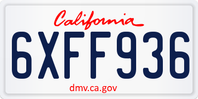 CA license plate 6XFF936
