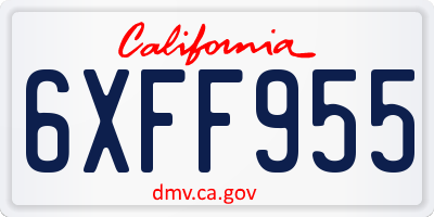 CA license plate 6XFF955