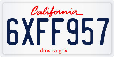 CA license plate 6XFF957