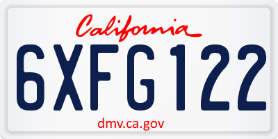 CA license plate 6XFG122