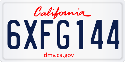 CA license plate 6XFG144