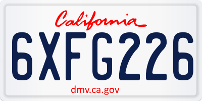 CA license plate 6XFG226