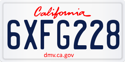 CA license plate 6XFG228